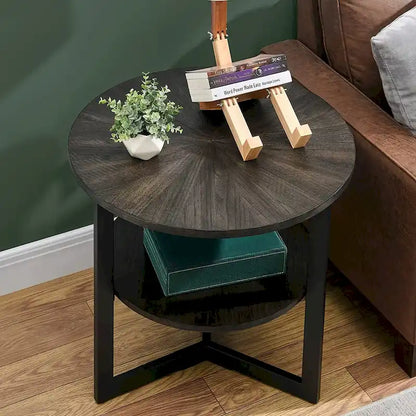 Round Large End Table with Storage Shelf - 25'2 x 24