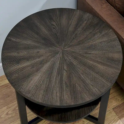 Round Large End Table with Storage Shelf - 25'2 x 24