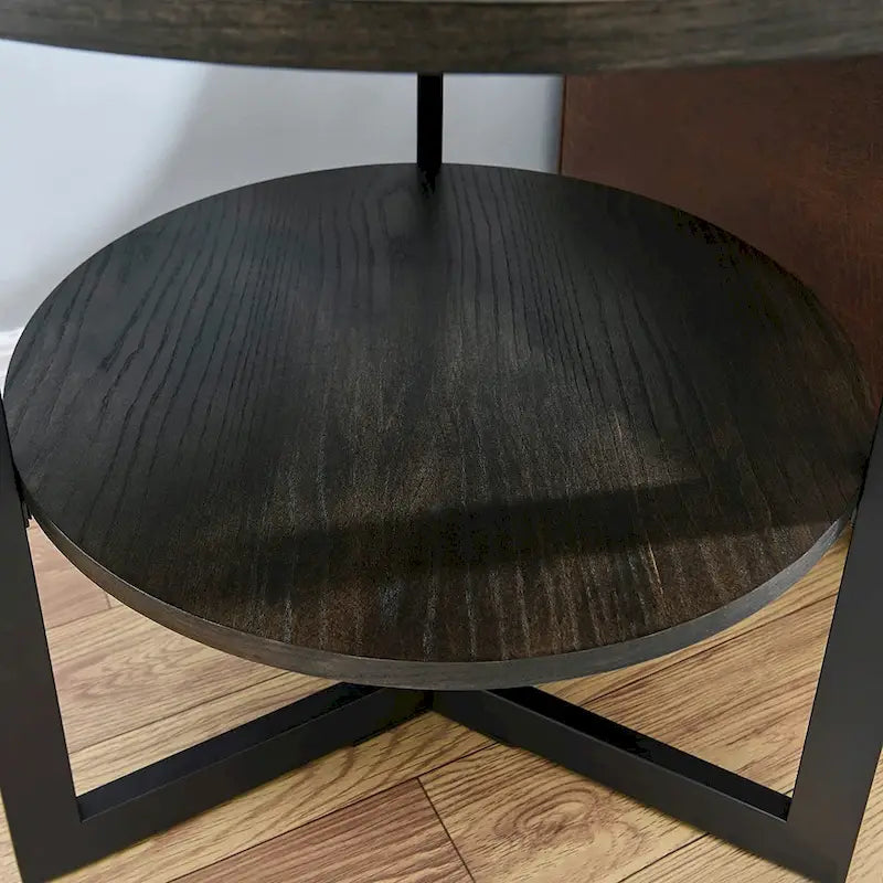 Round Large End Table with Storage Shelf - 25'2 x 24