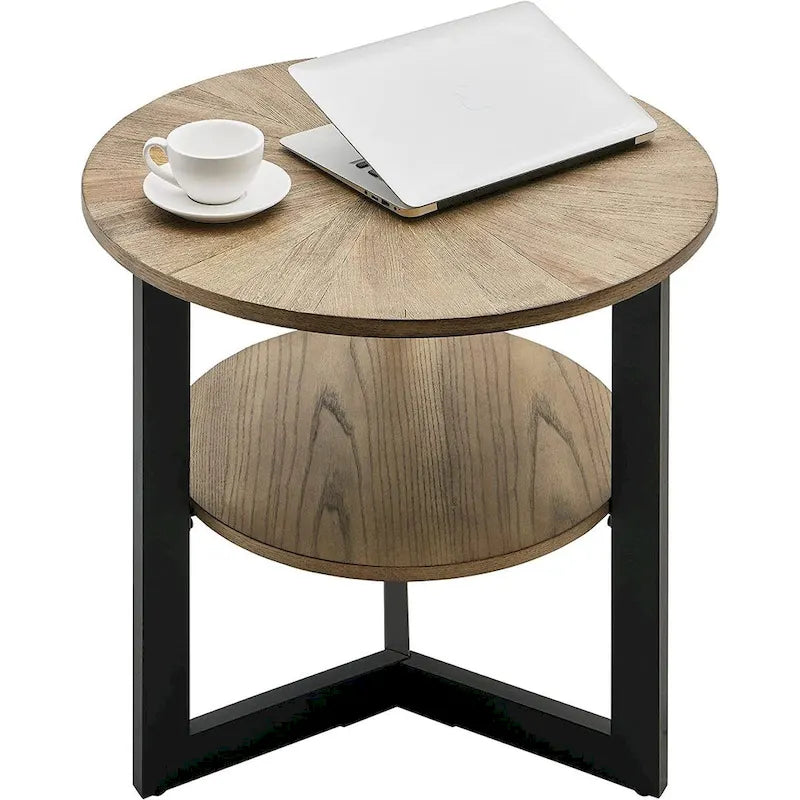 Round Large End Table with Storage Shelf - 25'2 x 24