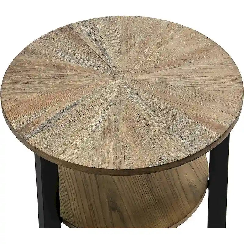 Round Large End Table with Storage Shelf - 25'2 x 24