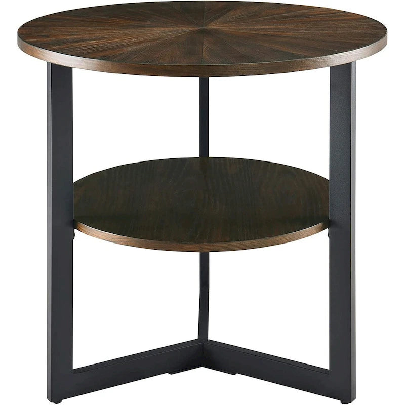 Round Large End Table with Storage Shelf - 25'2 x 24
