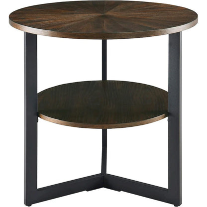 Round Large End Table with Storage Shelf - 25'2 x 24