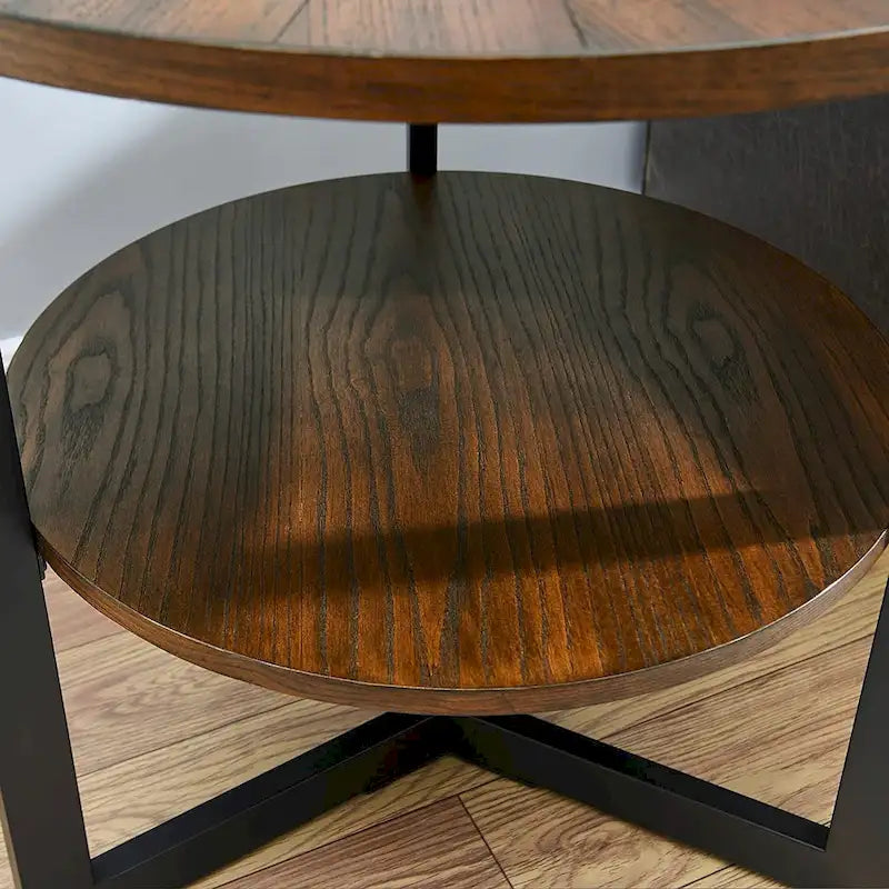 Round Large End Table with Storage Shelf - 25'2 x 24
