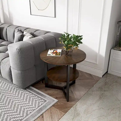 Round Large End Table with Storage Shelf - 25'2 x 24