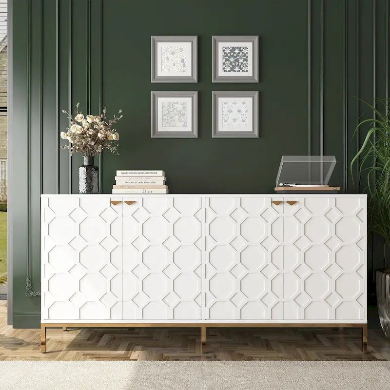 Clihome Storage High Gloss Entertainment Centers TV Stand, Sideboard