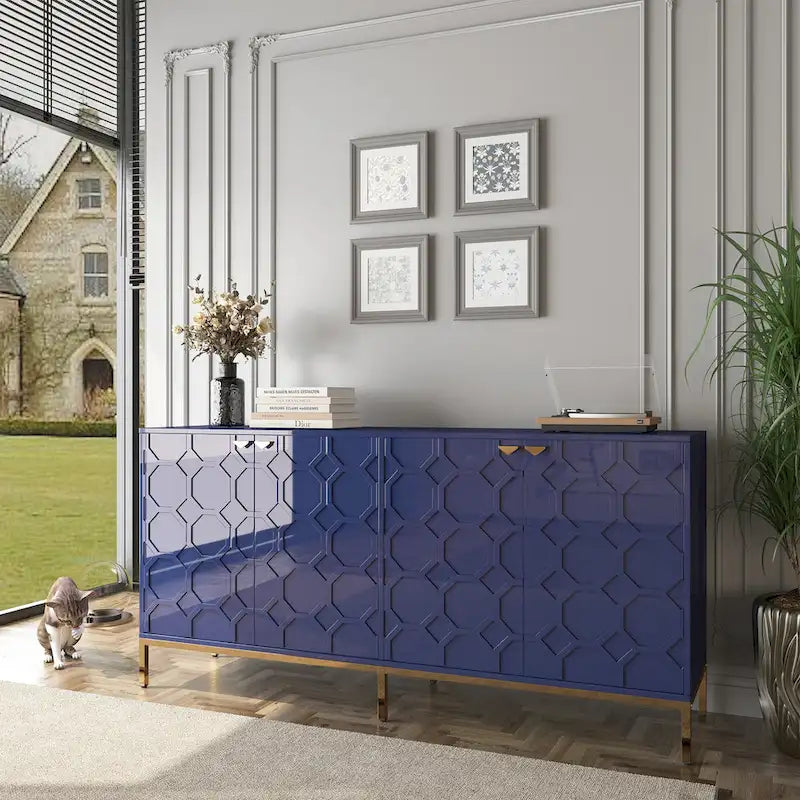 Clihome Storage High Gloss Entertainment Centers TV Stand, Sideboard