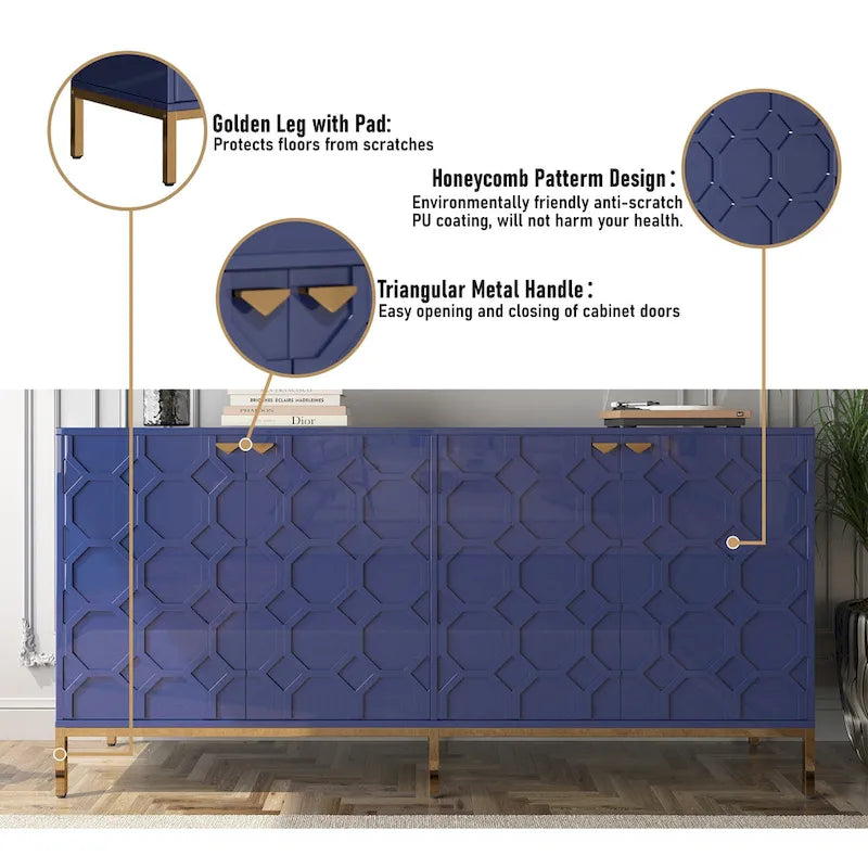 Clihome Storage High Gloss Entertainment Centers TV Stand, Sideboard