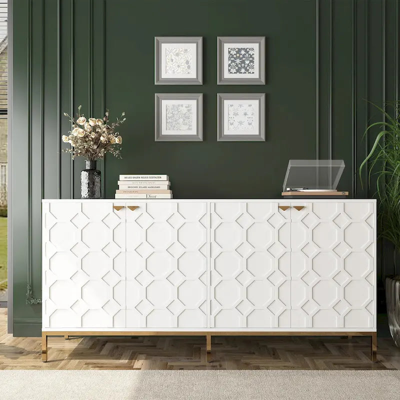 Clihome Storage High Gloss Entertainment Centers TV Stand, Sideboard