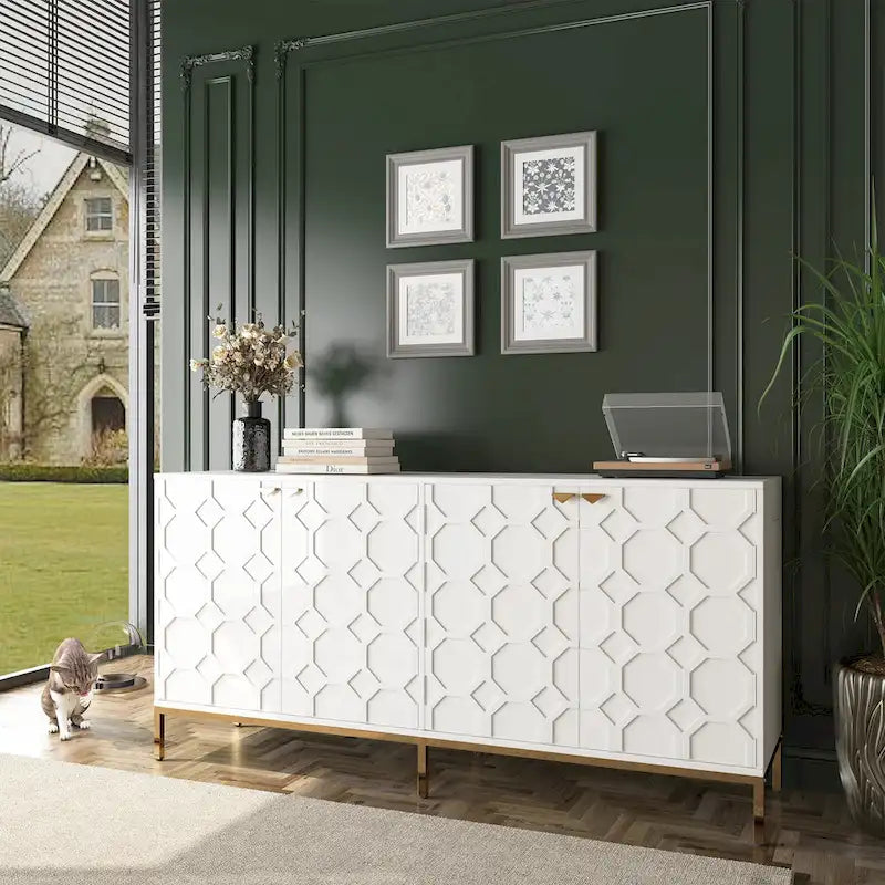 Clihome Storage High Gloss Entertainment Centers TV Stand, Sideboard