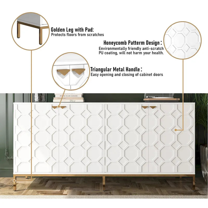 Clihome Storage High Gloss Entertainment Centers TV Stand, Sideboard