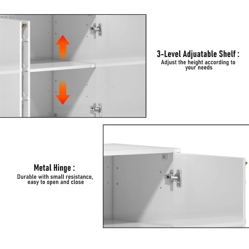 Clihome Storage High Gloss Entertainment Centers TV Stand, Sideboard