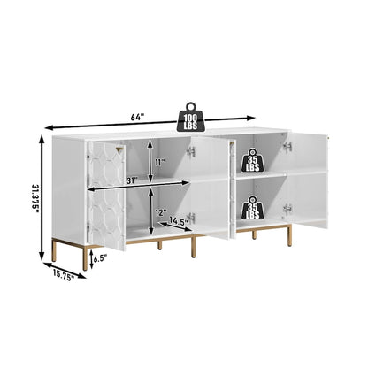 Clihome Storage High Gloss Entertainment Centers TV Stand, Sideboard