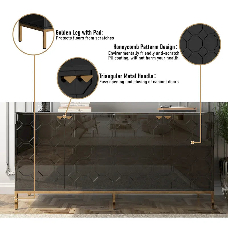 Clihome Storage High Gloss Entertainment Centers TV Stand, Sideboard