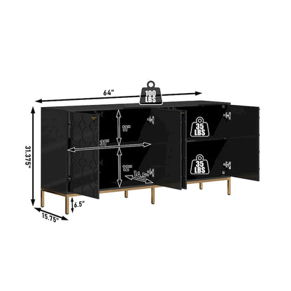 Clihome Storage High Gloss Entertainment Centers TV Stand, Sideboard