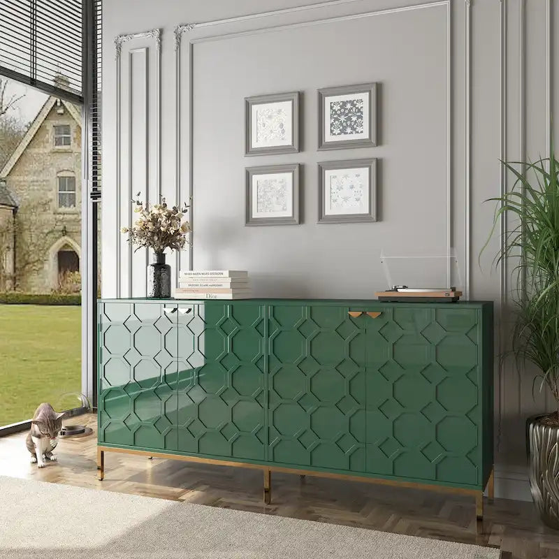 Clihome Storage High Gloss Entertainment Centers TV Stand, Sideboard