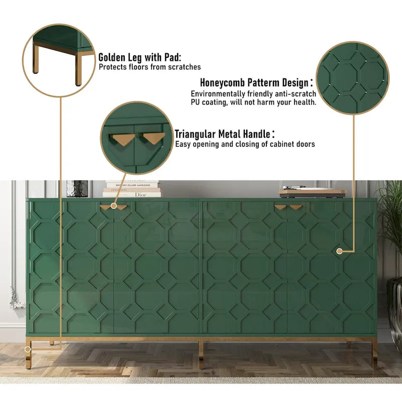 Clihome Storage High Gloss Entertainment Centers TV Stand, Sideboard