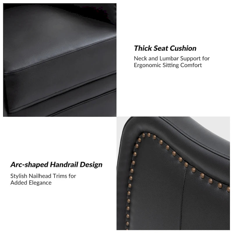 FrancoModern Genuine Leather Swivel Rocker Recliner with Nailhead Trims by HULALA HOME