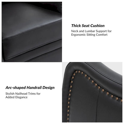 FrancoModern Genuine Leather Swivel Rocker Recliner with Nailhead Trims by HULALA HOME