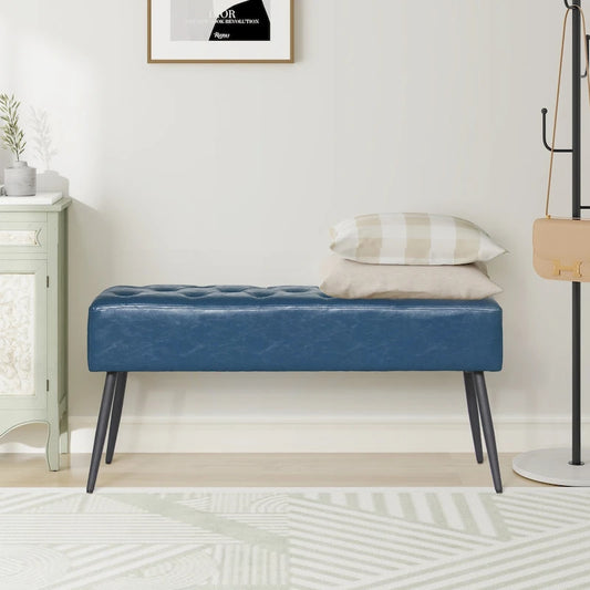 Maypex Faux Leather Upholstered Bench with Tufted Seat