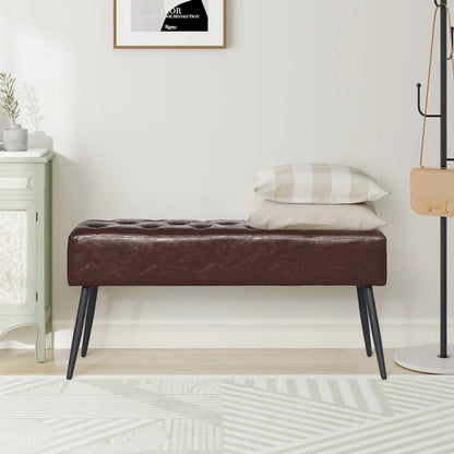 Maypex Faux Leather Upholstered Bench with Tufted Seat