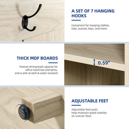 Moasis Hall Tree with Shoe Bench, Coat Rack Organizer for Entryway Hallway