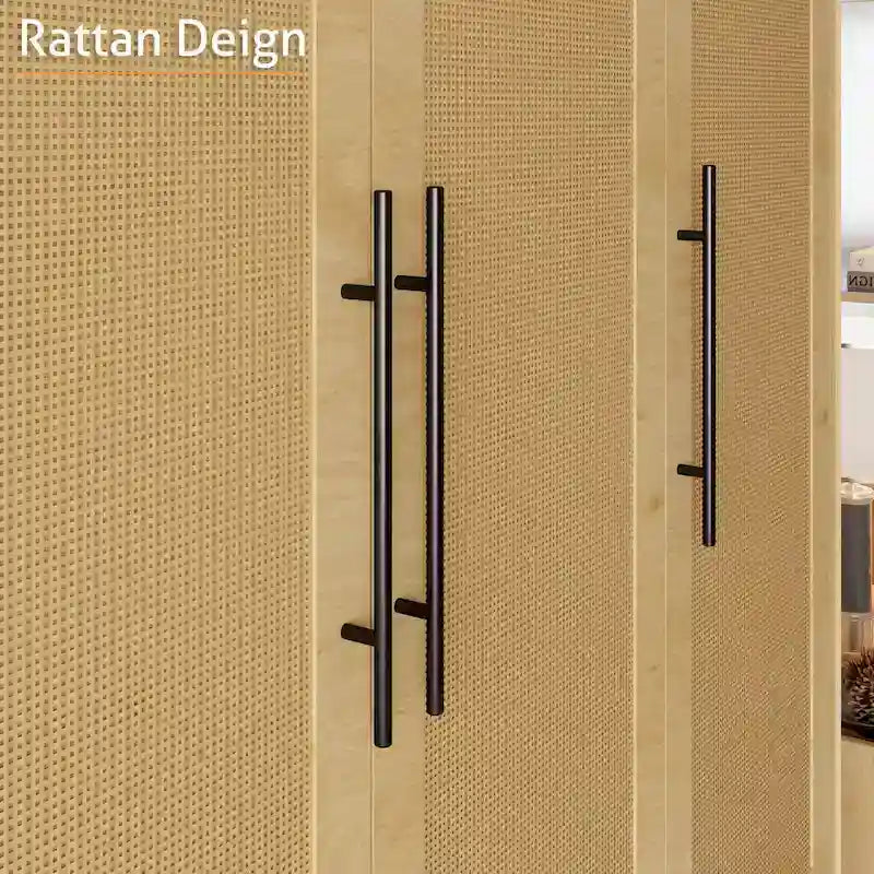 47W Family 4-Door Wardrobe Armoires Closet 2 Drawer Storage Rattan Style - N/A