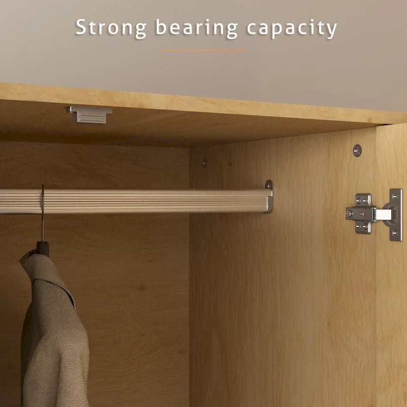 47W Family 4-Door Wardrobe Armoires Closet 2 Drawer Storage Rattan Style - N/A