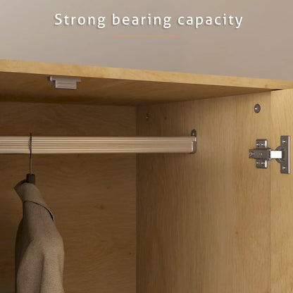 47W Family 4-Door Wardrobe Armoires Closet 2 Drawer Storage Rattan Style - N/A