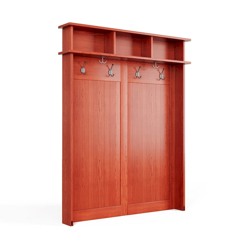 John Louis Home Solid Wood Hall Tree with Shoe and 2 Bin Storage