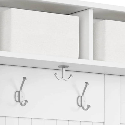 John Louis Home Solid Wood Hall Tree with Shoe and 2 Bin Storage