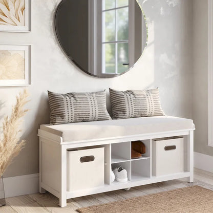 John Louis Home Solid Wood Hall Tree with Shoe and 2 Bin Storage