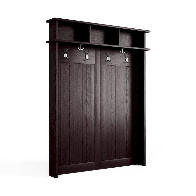 John Louis Home Solid Wood Hall Tree with Shoe and 2 Bin Storage