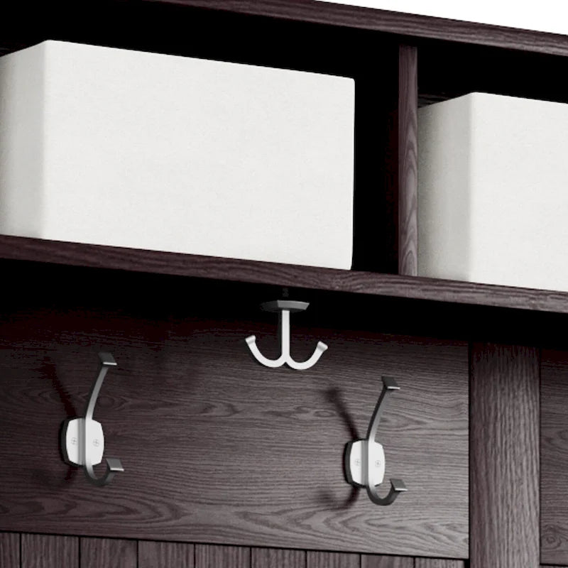 John Louis Home Solid Wood Hall Tree with Shoe and 2 Bin Storage
