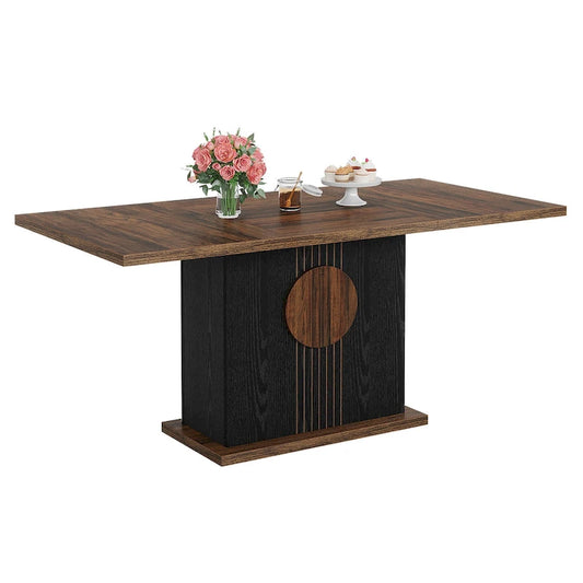 55 inches Wood Rectangle Dining Table for Kitchen Dining Room - N/A