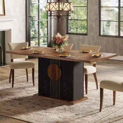 55 inches Wood Rectangle Dining Table for Kitchen Dining Room - N/A