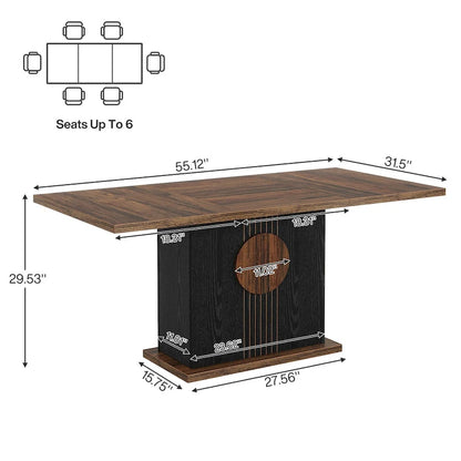 55 inches Wood Rectangle Dining Table for Kitchen Dining Room - N/A