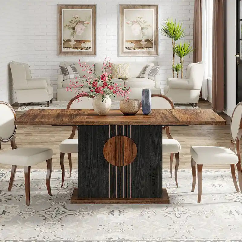 55 inches Wood Rectangle Dining Table for Kitchen Dining Room - N/A