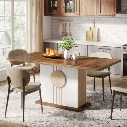 55 inches Wood Rectangle Dining Table for Kitchen Dining Room - N/A