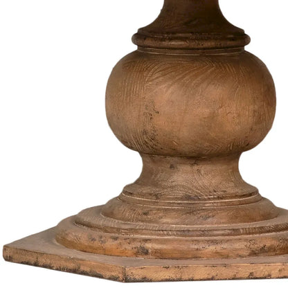 Nico 59-inch Round Reclaimed Pine Antique Natural Carved Pedestal Dining Table