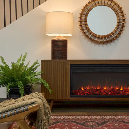 Morris Electric 72 Fireplace TV Stand in Vintage Black Maple by Real Flame