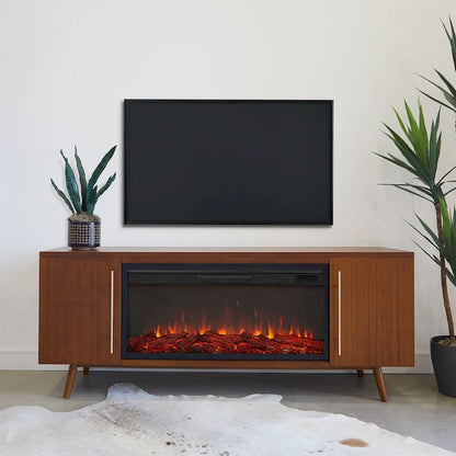 Morris Electric 72 Fireplace TV Stand in Vintage Black Maple by Real Flame