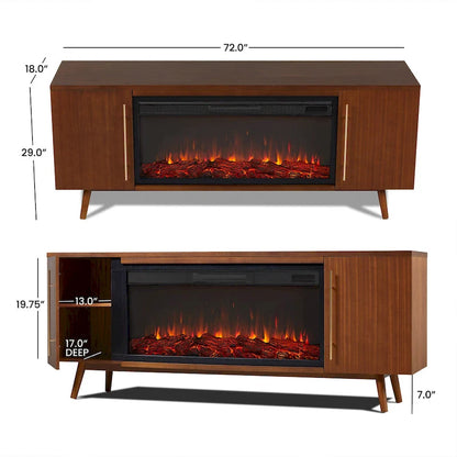 Morris Electric 72 Fireplace TV Stand in Vintage Black Maple by Real Flame