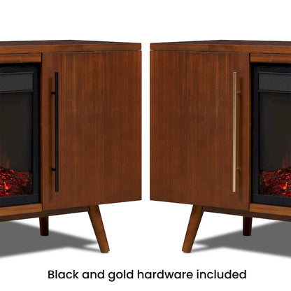 Morris Electric 72 Fireplace TV Stand in Vintage Black Maple by Real Flame