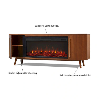 Morris Electric 72 Fireplace TV Stand in Vintage Black Maple by Real Flame