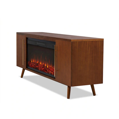 Morris Electric 72 Fireplace TV Stand in Vintage Black Maple by Real Flame