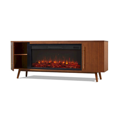 Morris Electric 72 Fireplace TV Stand in Vintage Black Maple by Real Flame