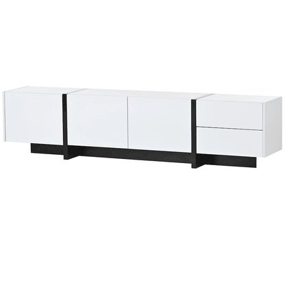 Modern Rectangle TV Stand for TVs Up to 80 with High Gloss UV Surface