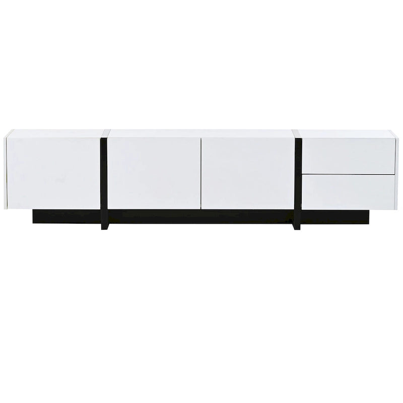 Modern Rectangle TV Stand for TVs Up to 80 with High Gloss UV Surface