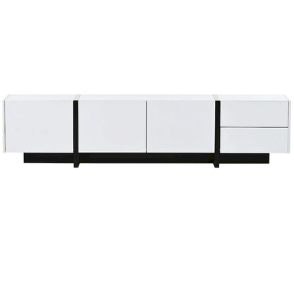Modern Rectangle TV Stand for TVs Up to 80 with High Gloss UV Surface